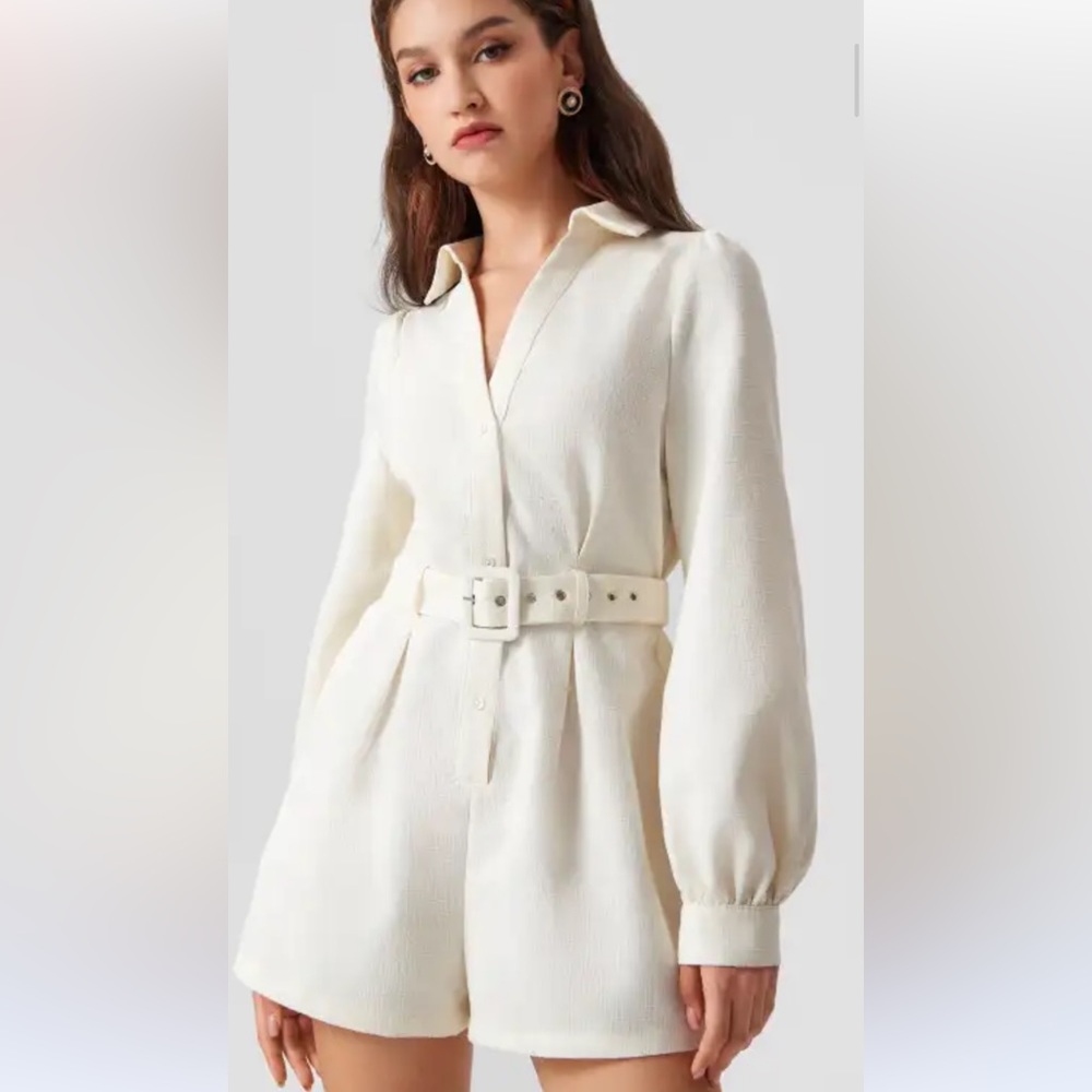 CIDER Ivory Tweed Romper